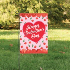 "Cherries Heart" Double Applique Garden Flag