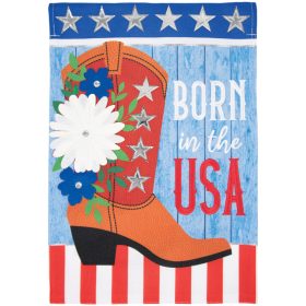 "Born in USA" Double Applique Garden Flag