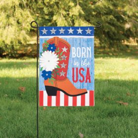 "Born in USA" Double Applique Garden Flag