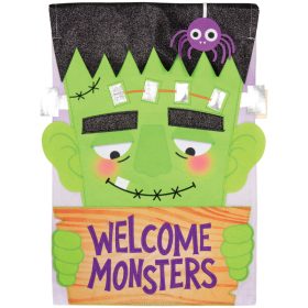 "Welcome Monsters" Double Applique Garden Flag