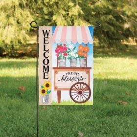 "Fresh Flower Cart" Double Applique Garden Flag