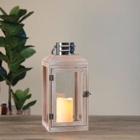 White Washed/Chrome Lantern