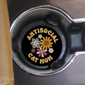 "Antisocial Cat" Round Car Coaster - Bulk