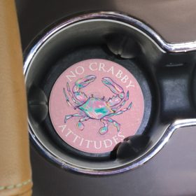 "Crabby Attitude" Round Car Coaster - Bulk