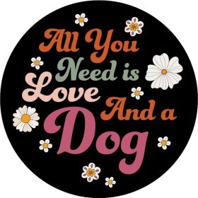 "Love and Dog" Round Car Coaster - Bulk