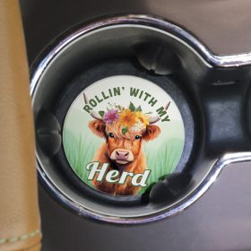 "Highland Herd" Round Car Coaster - Bulk