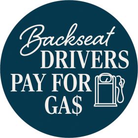"Backseat Driver" Round Car Coaster - Bulk