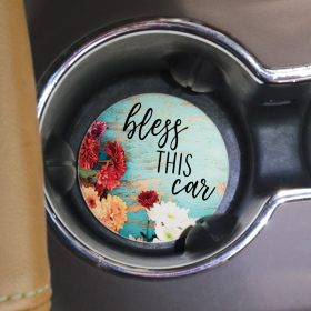 "Bless This Car" Round Car Coaster - Bulk