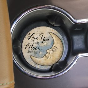 "Moon And Back" Round Car Coaster - Bulk
