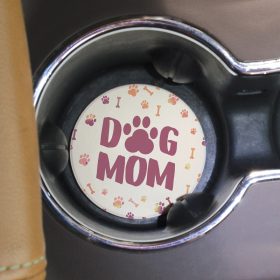 "Dog Mom" Round Car Coaster - Bulk