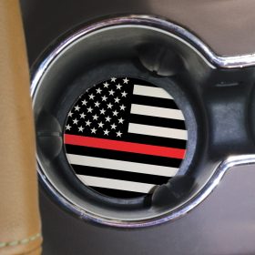 "Thin Red Line" Round Car Coaster - Bulk