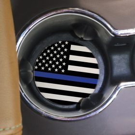 "Thin Blue Line" Round Car Coaster - Bulk
