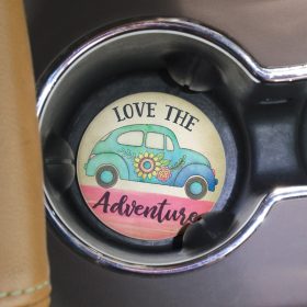 "Love The Adventure" Round Car Coaster - Bulk