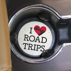 "I Love Road Trips" Round Car Coaster - Bulk