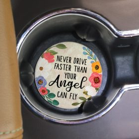 "Angel Can Fly" Round Car Coaster - Bulk