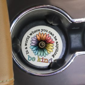 "Be Kind Flower" Round Car Coaster - Bulk