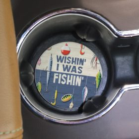 "Wishin' Fishin'" Round Car Coaster - Bulk