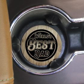 "Best Dad Wood" Round Car Coaster - Bulk