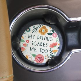 "Scares Me" Round Car Coaster - Bulk