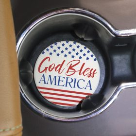 "God Bless" Round Car Coaster - Bulk
