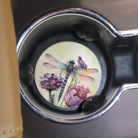 "Dragonfly Floral" Round Car Coaster - Bulk