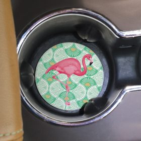 "Flamingo" Round Car Coaster - Bulk