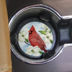 "Nature Cardinal" Round Car Coaster - Bulk