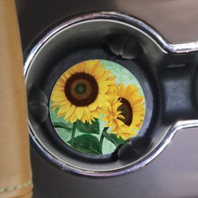 "Nature Sunflower" Round Car Coaster - Bulk