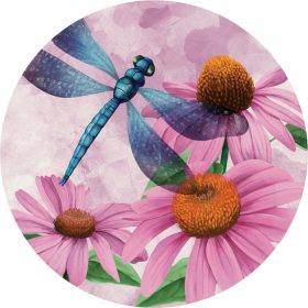 "Nature Dragonfly" Round Car Coaster - Bulk