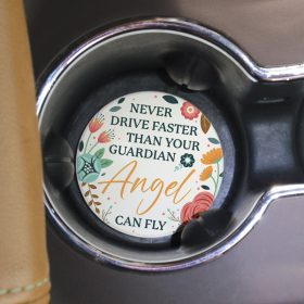 "Angel Can Fly" Round Car Coaster - Bulk