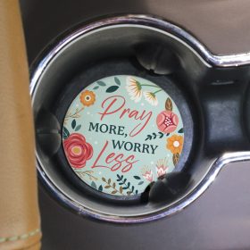 "Pray More" Round Car Coaster - Bulk