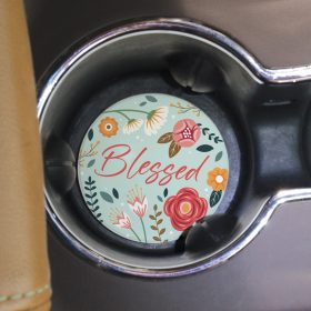 "Blessed" Round Car Coaster - Bulk