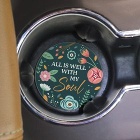 "All Is Well" Round Car Coaster - Bulk