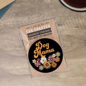 "Dog Mama" Round Car Coaster - Packaged