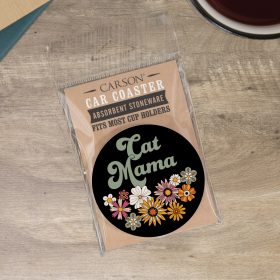 "Cat Mama" Round Car Coaster - Packaged