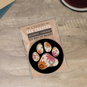 "Paw Print" Round Car Coaster - Packaged
