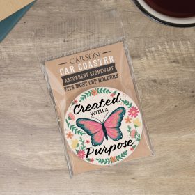 "With A Purpose" Round Car Coaster - Packaged