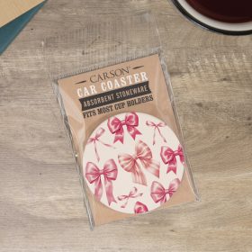 "Pink Bows" Car Coaster - Packaged