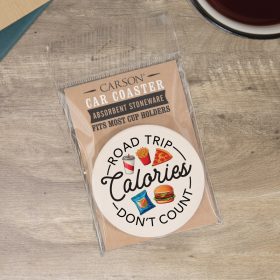 "Road Trip Calories" Car Coaster - Packaged