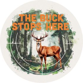 "Buck Stops Here" Round Car Coaster - Packaged