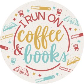 "Coffee & Books Round Car Coaster - Packaged