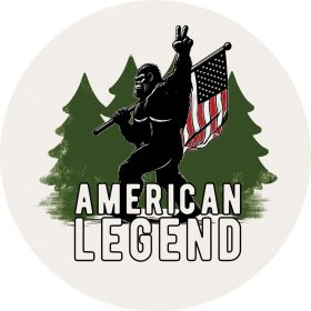 "Patriotic Bigfoot" Round Car Coaster - Packaged