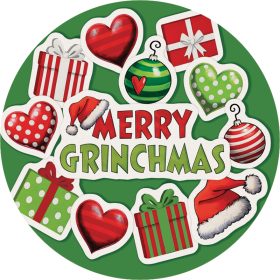 "Grinch Stickers" Round Car Coaster - Packaged
