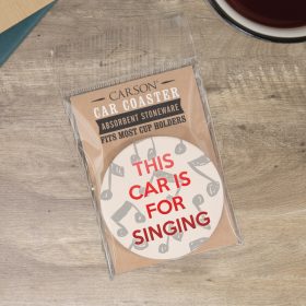 "Singing" Round Car Coaster - Packaged