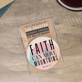 "Faith" Round Car Coaster - Packaged