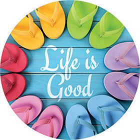 "Life Is Good" Round Car Coaster - Packaged