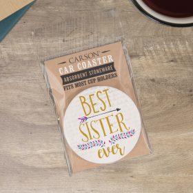"Sister" Round Car Coaster - Packaged
