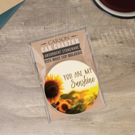 "Sunflower" Round Car Coaster - Packaged