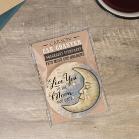 "Moon And Back" Round Car Coaster - Packaged