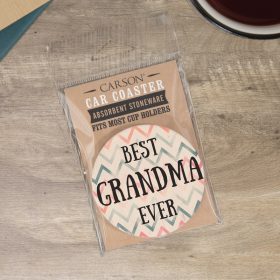 "Best Grandma" Round Car Coaster - Packaged